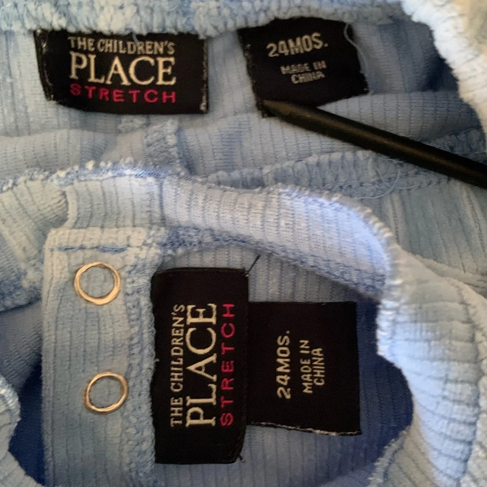 VTG Children's Place Set Girls Size 24M Blue Y2k Velour Top Pants Ribbed Ruffle - Picture 15 of 16
